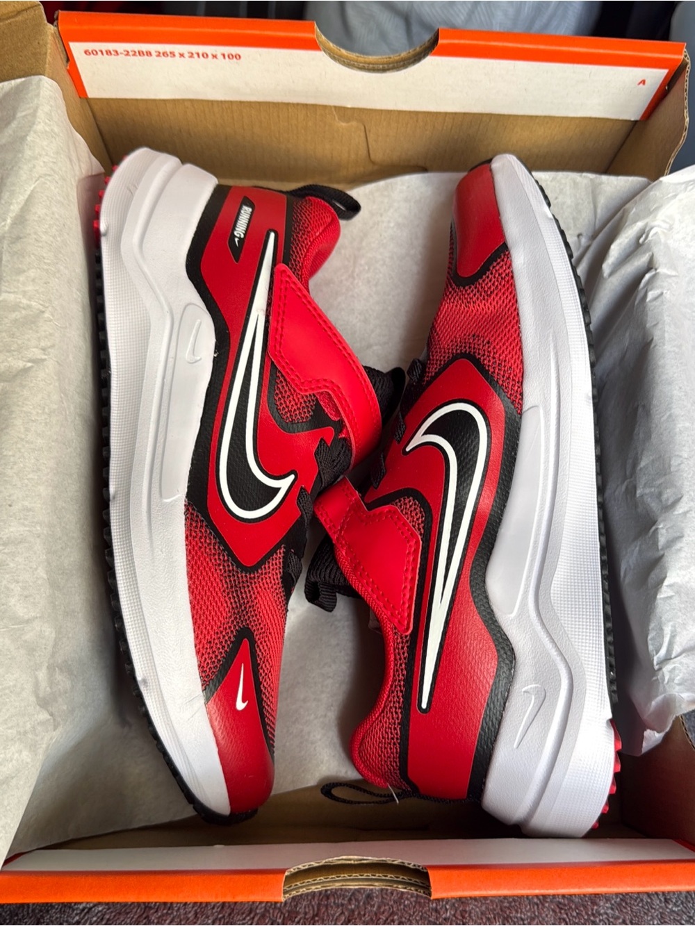 NEW! 🎉Nike Red and Black Youth Athletic Sneaker with Velcro Strap